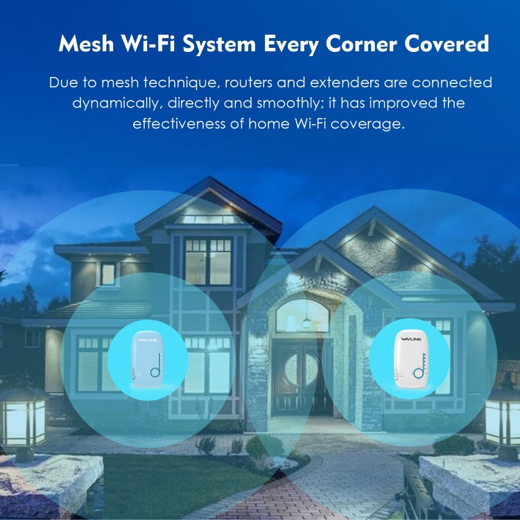 WAVLINK WN576K2 AC1200 Household WiFi Router Network Extender Dual Band Wireless Repeater, Plug:UK Plug (White) by WAVLINK