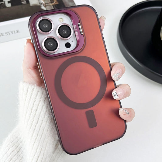 For iPhone 13 Pro Max Lens Holder MagSafe PC Hybrid TPU Phone Case(Red) - iPhone 13 Pro Max Cases by buy2fix | Online Shopping UK | buy2fix