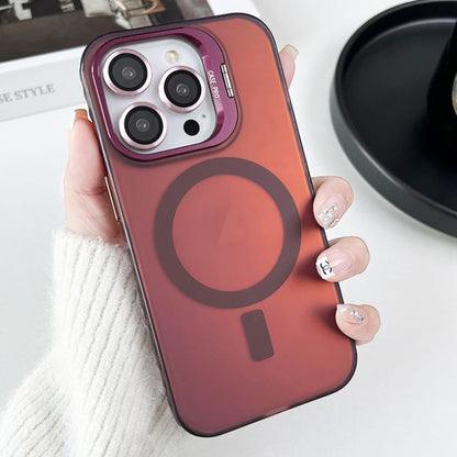 For iPhone 14 Pro Lens Holder MagSafe PC Hybrid TPU Phone Case(Red) - iPhone 14 Pro Cases by buy2fix | Online Shopping UK | buy2fix