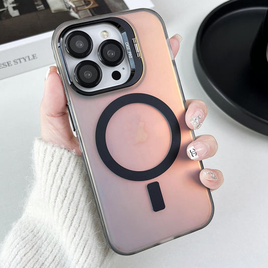 For iPhone 15 Pro Lens Holder MagSafe PC Hybrid TPU Phone Case(Black) - iPhone 15 Pro Cases by buy2fix | Online Shopping UK | buy2fix