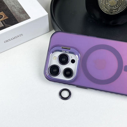 For iPhone 15 Plus Lens Holder MagSafe PC Hybrid TPU Phone Case(Purple) - iPhone 15 Plus Cases by buy2fix | Online Shopping UK | buy2fix