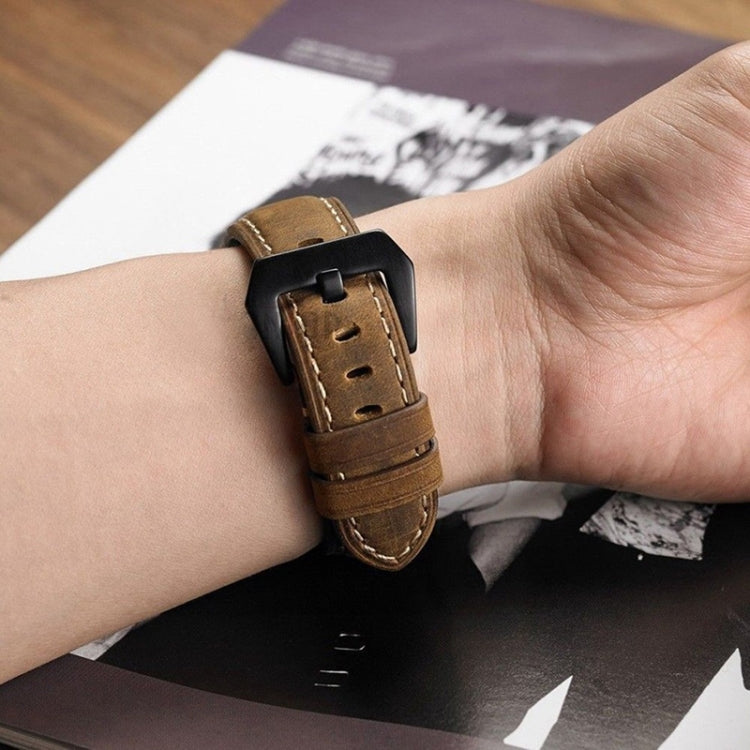 Frosted leather large black buckle For Huawei Watch GT / Watch 2 Pro Watch Band(Dark brown) by buy2fix