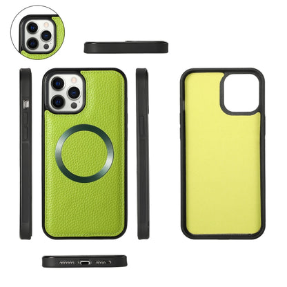 For iPhone 12 Pro MagSafe Crossbody Multi-functional Zipper Wallet Litchi Leather Phone Case(Green) by buy2fix
