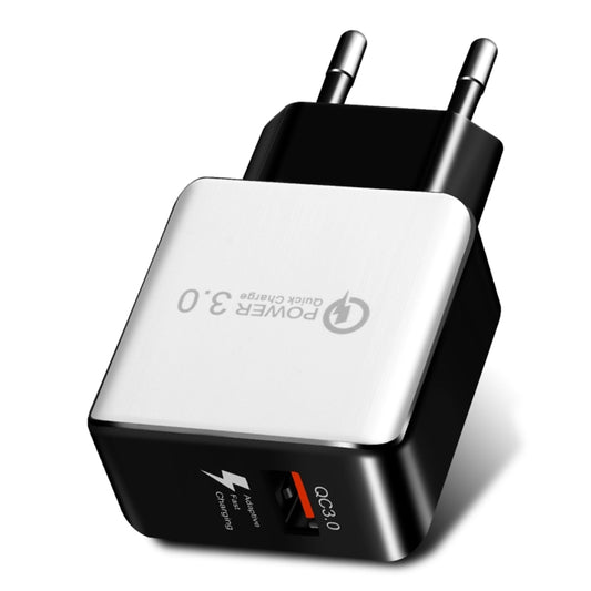 1USB QC 3.0 Wire Drawing Quick Charger EU Plug(white) - USB Charger by buy2fix | Online Shopping UK | buy2fix