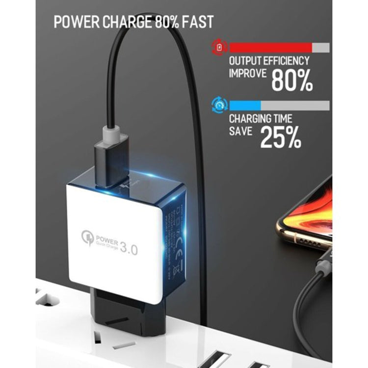 1USB QC 3.0 Wire Drawing Quick Charger EU Plug(black) - USB Charger by buy2fix | Online Shopping UK | buy2fix