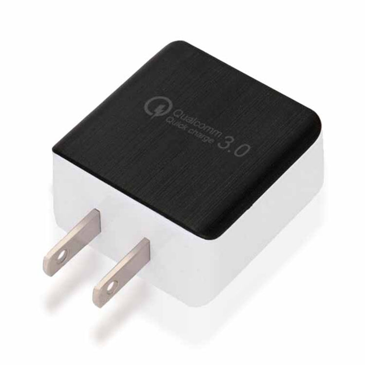 1USB QC 3.0 Wire Drawing Quick Charger US Plug(black) - USB Charger by buy2fix | Online Shopping UK | buy2fix
