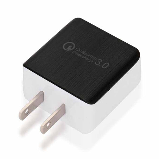 1USB QC 3.0 Wire Drawing Quick Charger US Plug(black) - USB Charger by buy2fix | Online Shopping UK | buy2fix