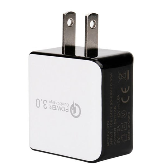 1USB QC 3.0 Wire Drawing Quick Charger US Plug(white) - USB Charger by buy2fix | Online Shopping UK | buy2fix