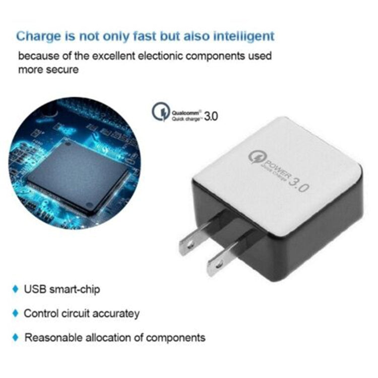 1USB QC 3.0 Wire Drawing Quick Charger US Plug(white) - USB Charger by buy2fix | Online Shopping UK | buy2fix