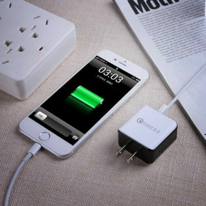1USB QC 3.0 Wire Drawing Quick Charger US Plug(white) - USB Charger by buy2fix | Online Shopping UK | buy2fix