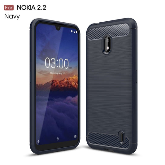 Brushed Texture Carbon Fiber TPU Case for Nokia 2.2(Navy Blue) - Nokia Cases by buy2fix | Online Shopping UK | buy2fix