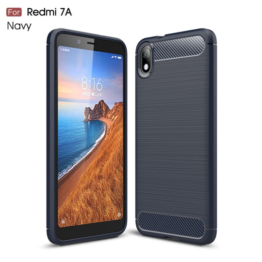 Brushed Texture Carbon Fiber TPU Case for Xiamo Redmi 7A(Navy Blue)