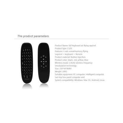C120 2.4G Mini Keyboard Wireless Remote Mouse with 3-Gyro & 3-Gravity Sensor for PC / HTPC / IPTV / Smart TV and Android TV Box etc(Black) - MINI PC Accessories & Gadgets by buy2fix | Online Shopping UK | buy2fix