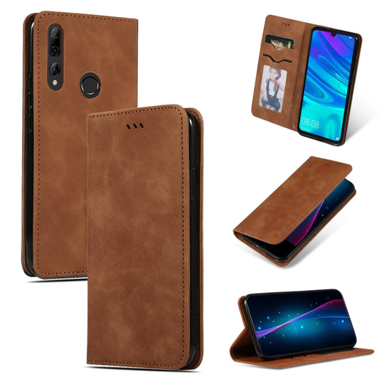 Retro Skin Feel Business Magnetic Horizontal Flip Leather Case for Huawei P Smart 2019 & P Smart Plus 2019(Brown)