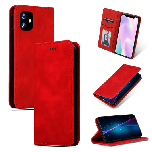 For iPhone 11 Retro Skin Feel Business Magnetic Horizontal Flip Leather Case (Red) - iPhone 11 Cases by buy2fix | Online Shopping UK | buy2fix
