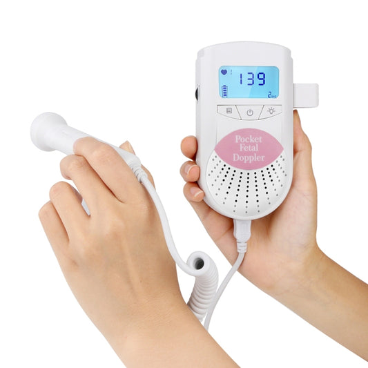 FD-100 Digital Fetal Doppler Ultrasound Sound Baby Heartbeat Detector Monitor LED Digital Prenatal Pocket Fetal Doppler Stethoscope (Pink) - Heart Rate Monitoring by buy2fix | Online Shopping UK | buy2fix