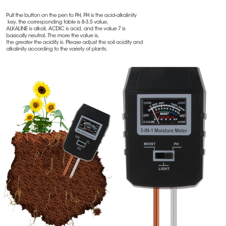 RZ97 Mini Soil PH Moisture Humidity Measuring PH Meter Soil Moisture Monitor Hygrometer Gardening Plant Farming Moisture Tester - PH & Moisture Meter by buy2fix | Online Shopping UK | buy2fix