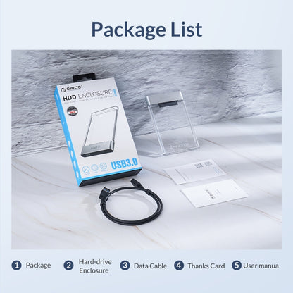 ORICO 2129U3 2.5 inch Transparent USB 3.0 Hard Drive Enclosure - HDD Enclosure by ORICO | Online Shopping UK | buy2fix