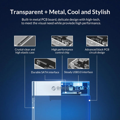 ORICO 2129U3 2.5 inch Transparent USB 3.0 Hard Drive Enclosure - HDD Enclosure by ORICO | Online Shopping UK | buy2fix