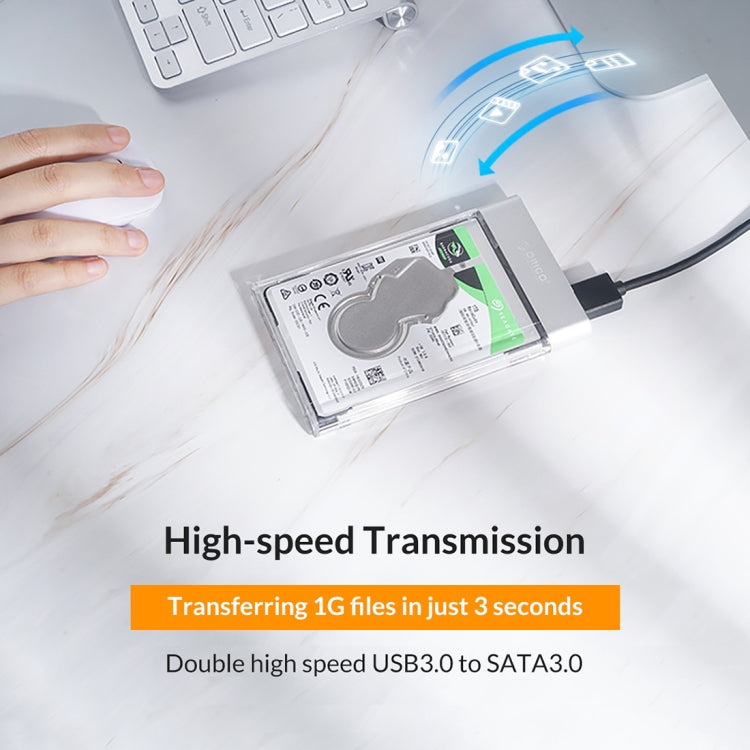ORICO 2129U3 2.5 inch Transparent USB 3.0 Hard Drive Enclosure - HDD Enclosure by ORICO | Online Shopping UK | buy2fix