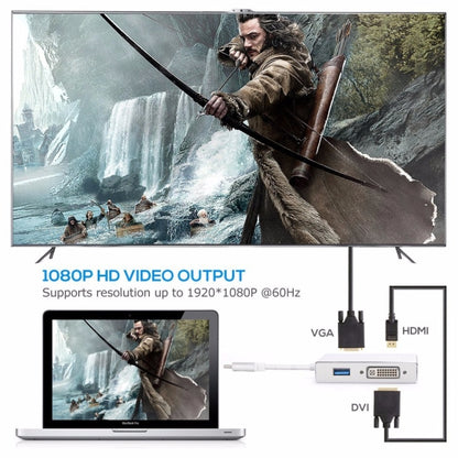 4 in 1 USB 3.1 USB C Type C to HDMI VGA DVI USB 3.0 Adapter Cable for Laptop Apple Macbook Google Chromebook Pixel by buy2fix