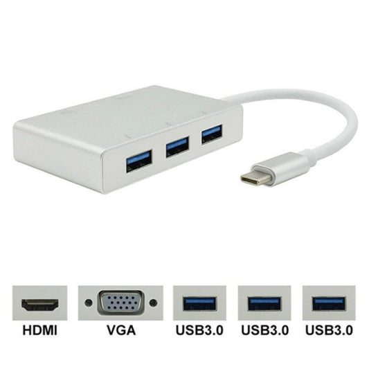 USB C to HDMI VGA USB Hub Adapter 5 in 1 USB 3.1 Converter for Laptop for MacBook,ChromeBook Pixel,Huawei MateBook by buy2fix