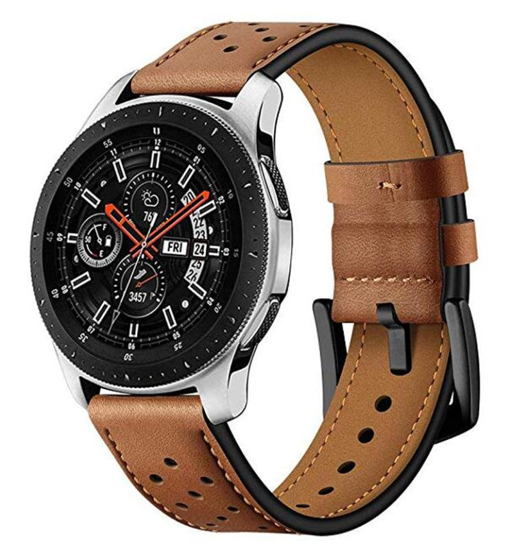 For Samsung Galaxy Watch Active 2 22mm Leather Eyelet Sport Watch Band(Brown) - Watch Bands by buy2fix | Online Shopping UK | buy2fix