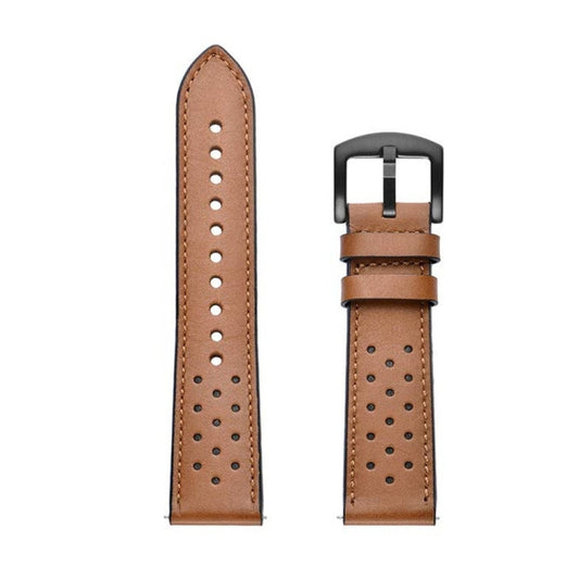 For Samsung Galaxy Watch Active 2 22mm Leather Eyelet Sport Watch Band(Brown) - Watch Bands by buy2fix | Online Shopping UK | buy2fix