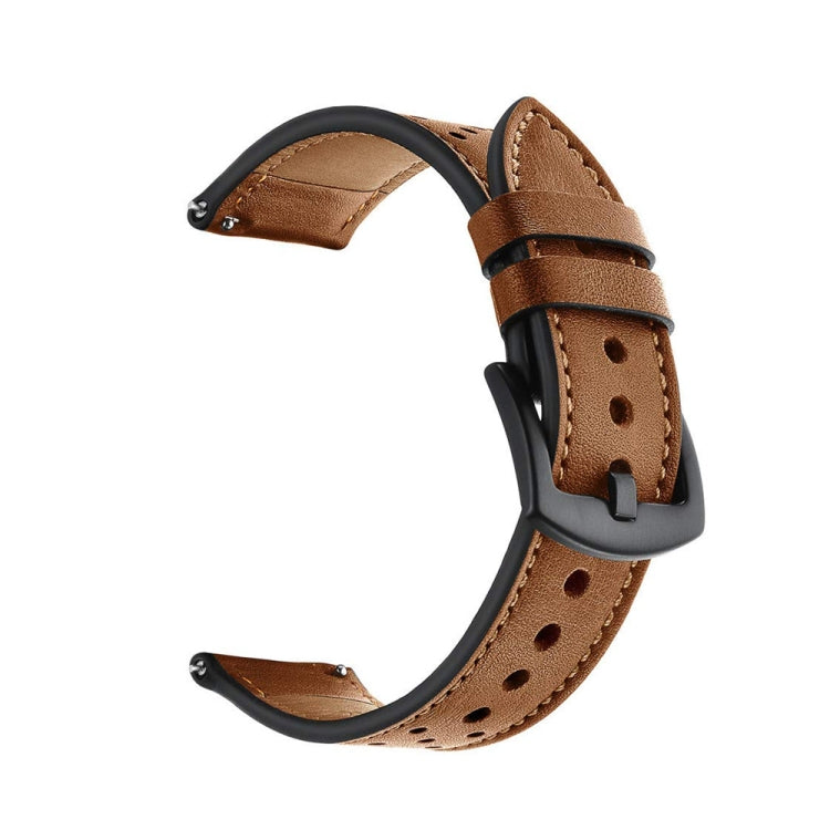 For Samsung Galaxy Watch Active 2 22mm Leather Eyelet Sport Watch Band(Brown) - Watch Bands by buy2fix | Online Shopping UK | buy2fix