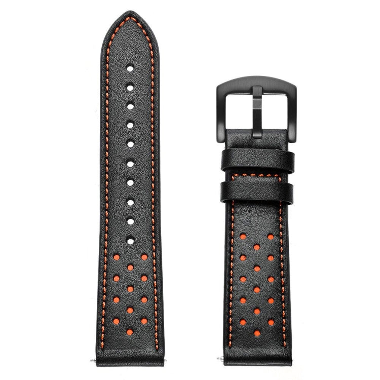 For Samsung Galaxy Watch Active 20mm Leather Eyelet Sport Watch Band(Black) - Watch Bands by buy2fix | Online Shopping UK | buy2fix