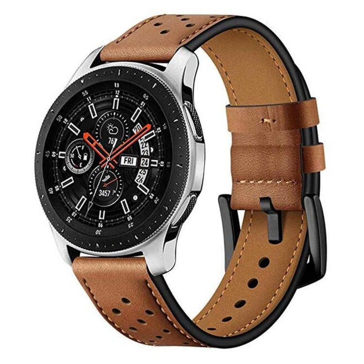 For Samsung Galaxy Watch Active 20mm Leather Eyelet Sport Watch Band(Brown) - Watch Bands by buy2fix | Online Shopping UK | buy2fix