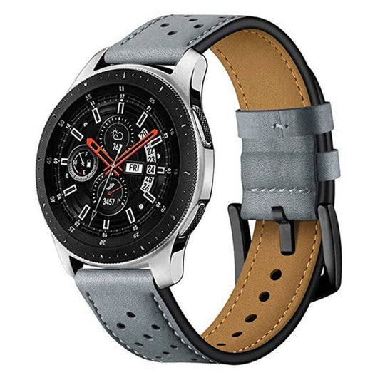 For Samsung Galaxy Watch Active 20mm Leather Eyelet Sport Watch Band (Grey) - Watch Bands by buy2fix | Online Shopping UK | buy2fix