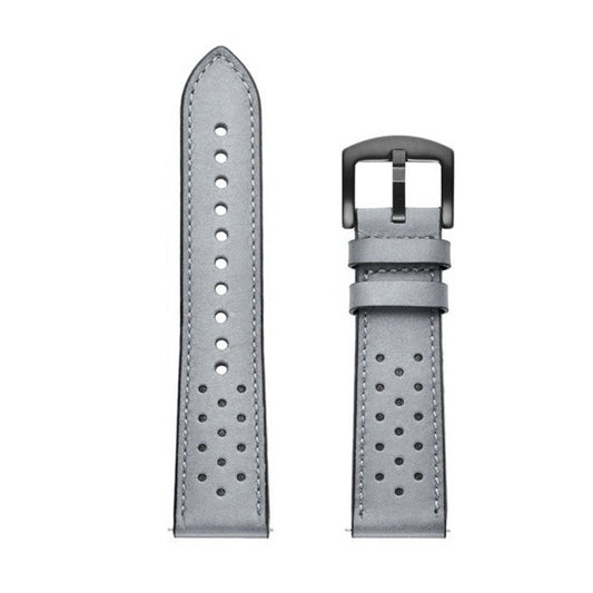 For Samsung Galaxy Watch Active 20mm Leather Eyelet Sport Watch Band (Grey) - Watch Bands by buy2fix | Online Shopping UK | buy2fix