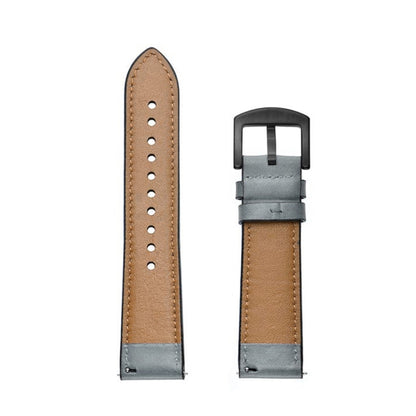 For Samsung Galaxy Watch Active 20mm Leather Eyelet Sport Watch Band (Grey) - Watch Bands by buy2fix | Online Shopping UK | buy2fix