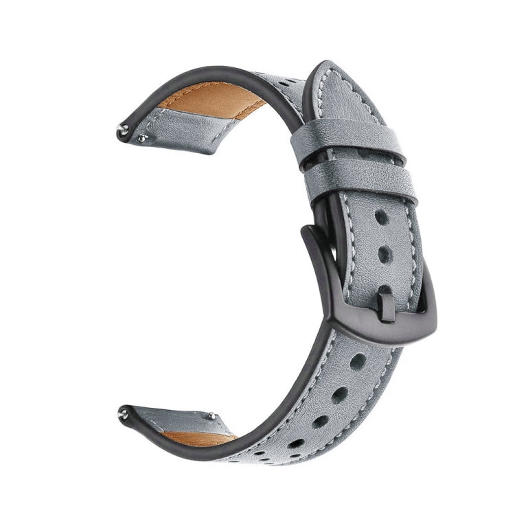 For Samsung Galaxy Watch Active 20mm Leather Eyelet Sport Watch Band (Grey) - Watch Bands by buy2fix | Online Shopping UK | buy2fix