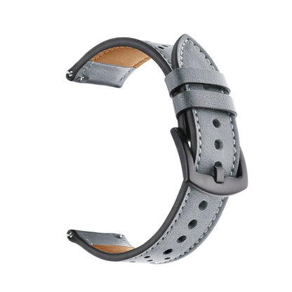 For Samsung Galaxy Watch Active 20mm Leather Eyelet Sport Watch Band (Grey) - Watch Bands by buy2fix | Online Shopping UK | buy2fix