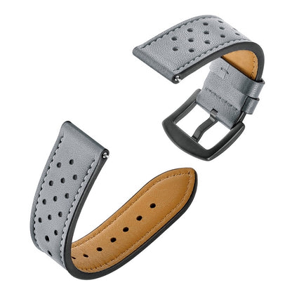For Samsung Galaxy Watch Active 20mm Leather Eyelet Sport Watch Band (Grey) - Watch Bands by buy2fix | Online Shopping UK | buy2fix