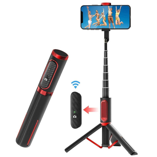 M18 Portable Selfie Stick Remote Control Mobile Phone Holder(Red) - Selfie Sticks by buy2fix | Online Shopping UK | buy2fix