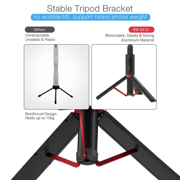 M18 Portable Selfie Stick Remote Control Mobile Phone Holder(Red) - Selfie Sticks by buy2fix | Online Shopping UK | buy2fix