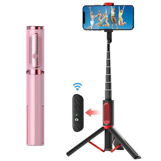 M18 Portable Selfie Stick Remote Control Mobile Phone Holder(Pink) - Selfie Sticks by buy2fix | Online Shopping UK | buy2fix