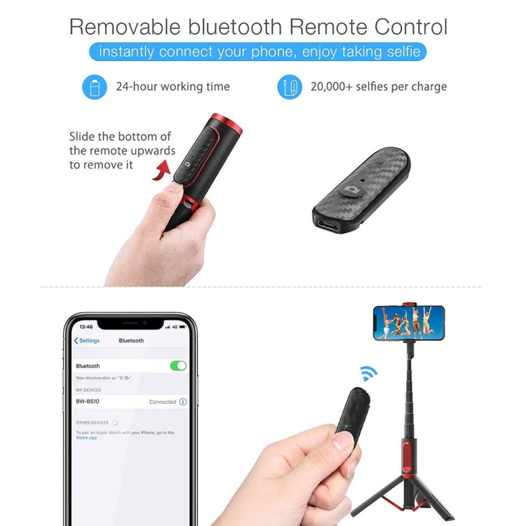 M18 Portable Selfie Stick Remote Control Mobile Phone Holder(Pink) - Selfie Sticks by buy2fix | Online Shopping UK | buy2fix