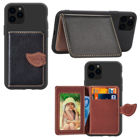 For iPhone 11 Pro Max Litchi Pattern Card Bag Wallet Bracket + TPU Phone Case with Card Slot Wallet Bracket Function(Black) - iPhone 11 Pro Max Cases by buy2fix | Online Shopping UK | buy2fix