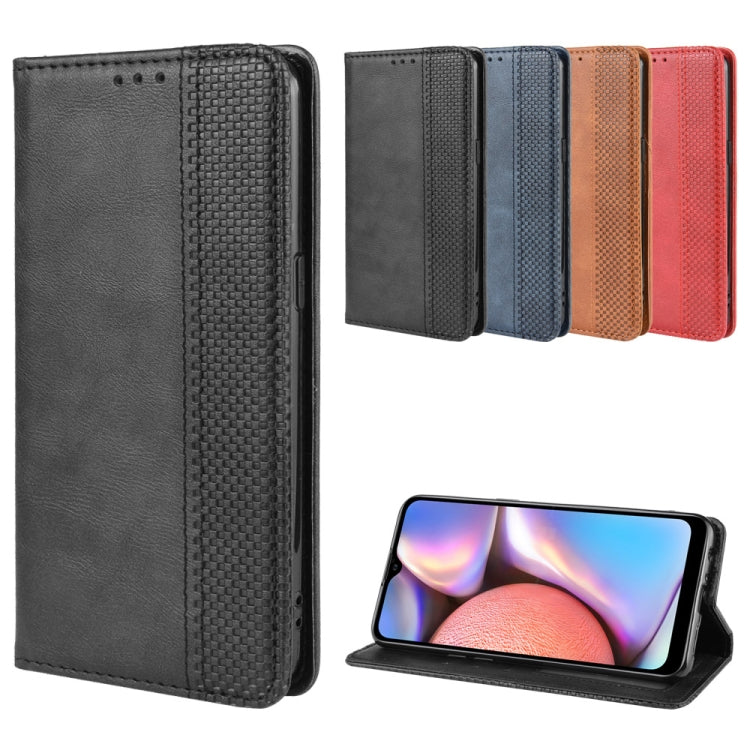 For Galaxy A10s Magnetic Buckle Retro Crazy Horse Texture Horizontal Flip Leather Case with Holder & Card Slots & Photo Frame(Black) by buy2fix
