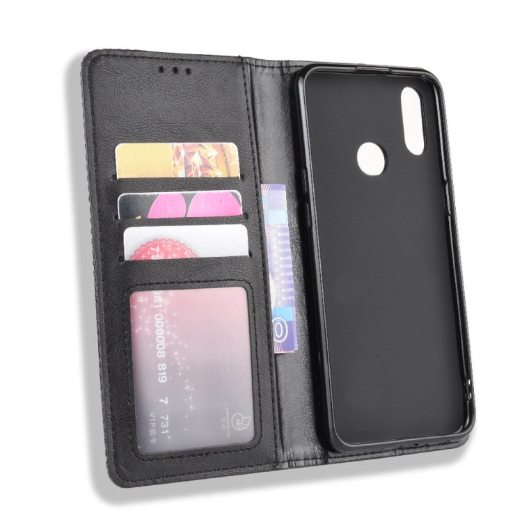 For Galaxy A10s Magnetic Buckle Retro Crazy Horse Texture Horizontal Flip Leather Case with Holder & Card Slots & Photo Frame(Black) by buy2fix