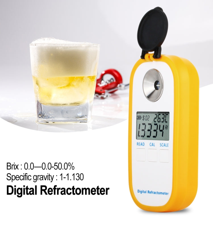DR402 Digital Beer Refractometer Wort Hydrometer Brix 0-50% Concentration Meter Refractometer Electronic Wine Alcohol Tester - Digital Refractometer by buy2fix | Online Shopping UK | buy2fix