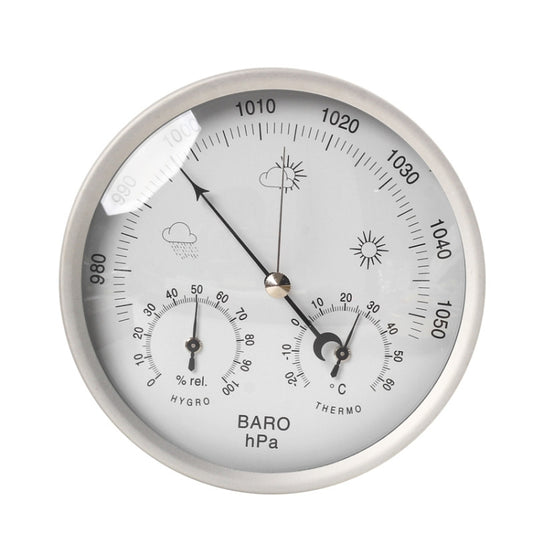 THB9392 132mm Wall Mounted Digital Thermometer Hygrometer Household High Accuracy Pressure Gauge Air Weather Instrument Barometer(Silver) - Indoor Thermometer by buy2fix | Online Shopping UK | buy2fix
