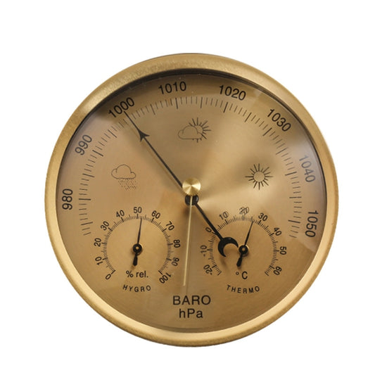 THB9392 132mm Wall Mounted Digital Thermometer Hygrometer Household High Accuracy Pressure Gauge Air Weather Instrument Barometer (Gold) - Indoor Thermometer by buy2fix | Online Shopping UK | buy2fix