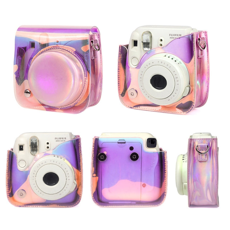 Richwell Translucent PVC Camera Bag for Fujifilm Instax Mini 8 8+ 9 Cover Case with Shoulder Strap Gradient Pink Shell - Leather Bag by Richwell | Online Shopping UK | buy2fix