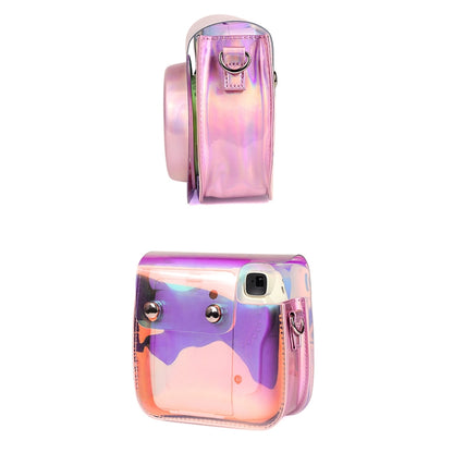 Richwell Translucent PVC Camera Bag for Fujifilm Instax Mini 8 8+ 9 Cover Case with Shoulder Strap Gradient Pink Shell - Leather Bag by Richwell | Online Shopping UK | buy2fix