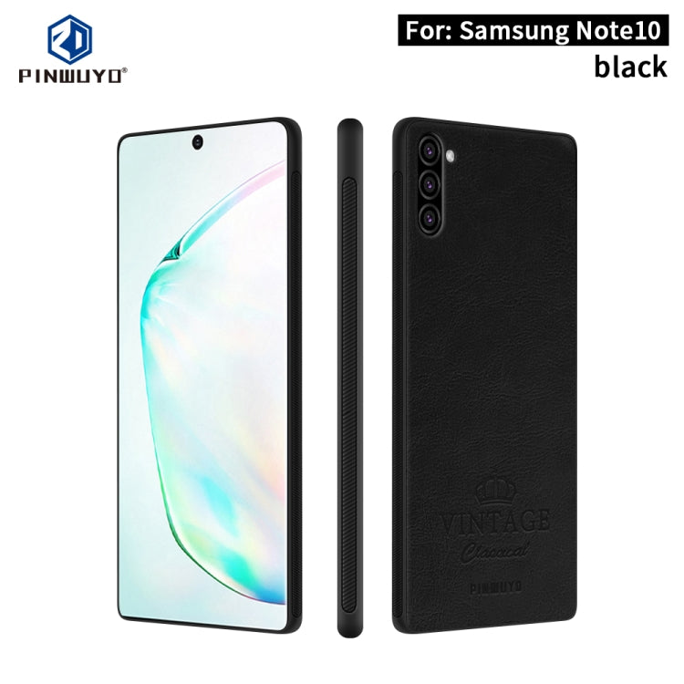 For Galaxy Note10 PINWUYO Pin Rui Series Classical Leather, PC + TPU + PU Leather Waterproof And Anti-fall All-inclusive Protective Shell(Black) - Galaxy Phone Cases by PINWUYO | Online Shopping UK | buy2fix